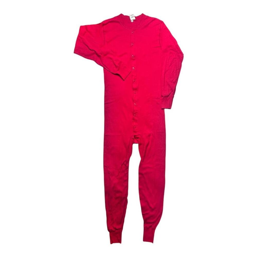 St. John’s Bay Vintage 90s USA made Red Union Suit Thermal Layer Long Johns LT